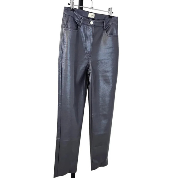 Aritzia Wilfred The Melina Pant Size 4 High Rise Straight Leg Vegan Leather - Picture 5 of 9